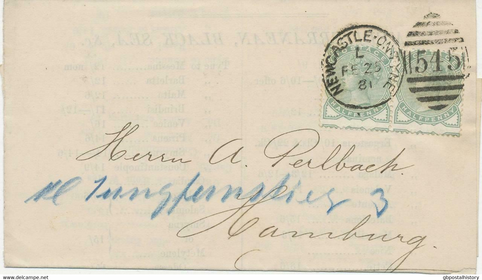 GB 1881 QV Half Penny Pale Green Multiple Postage Duplex NEWCASTLE-ON-TYNE - 545 - Covers & Documents