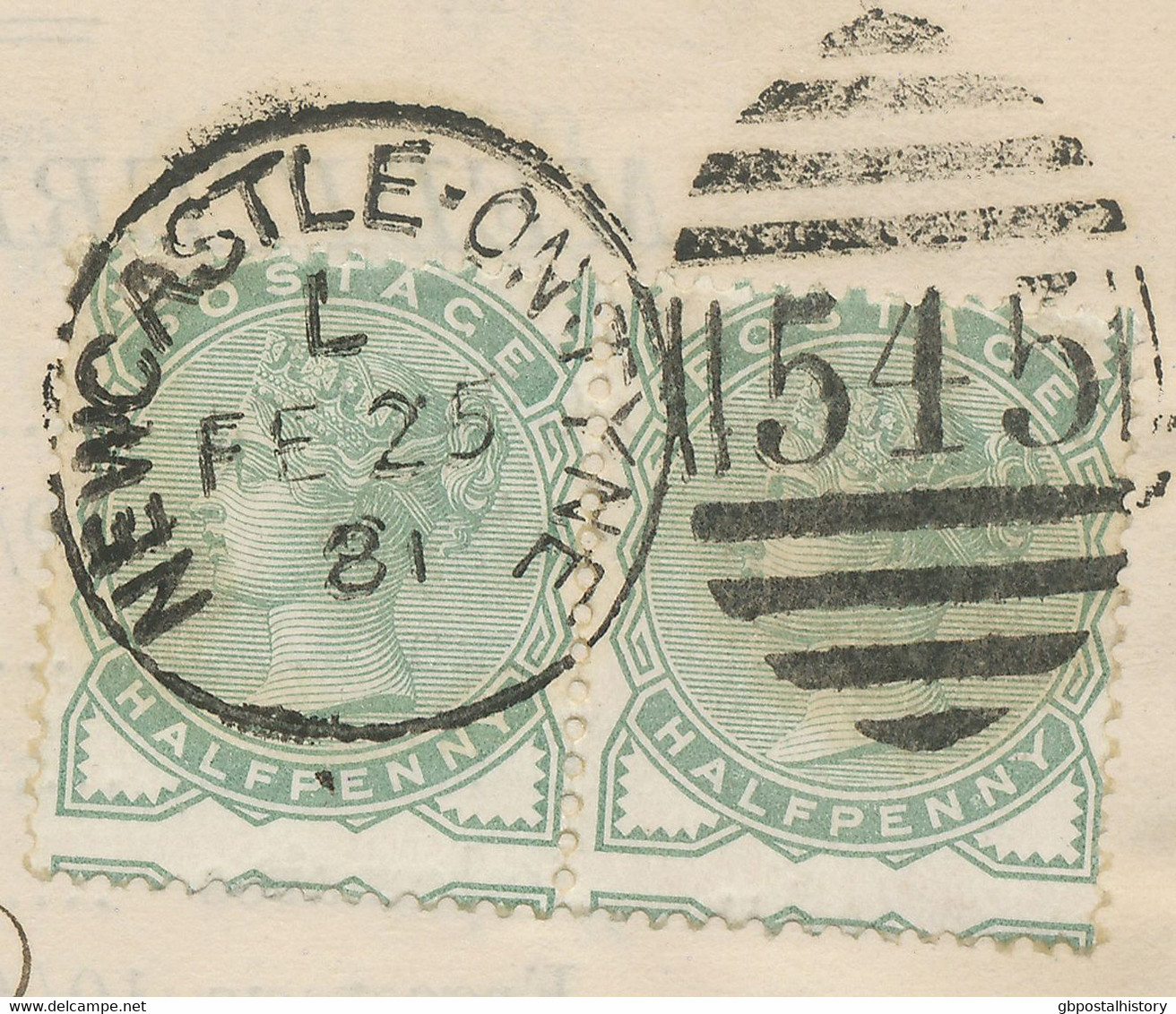 GB 1881 QV Half Penny Pale Green Multiple Postage Duplex NEWCASTLE-ON-TYNE - 545 - Storia Postale