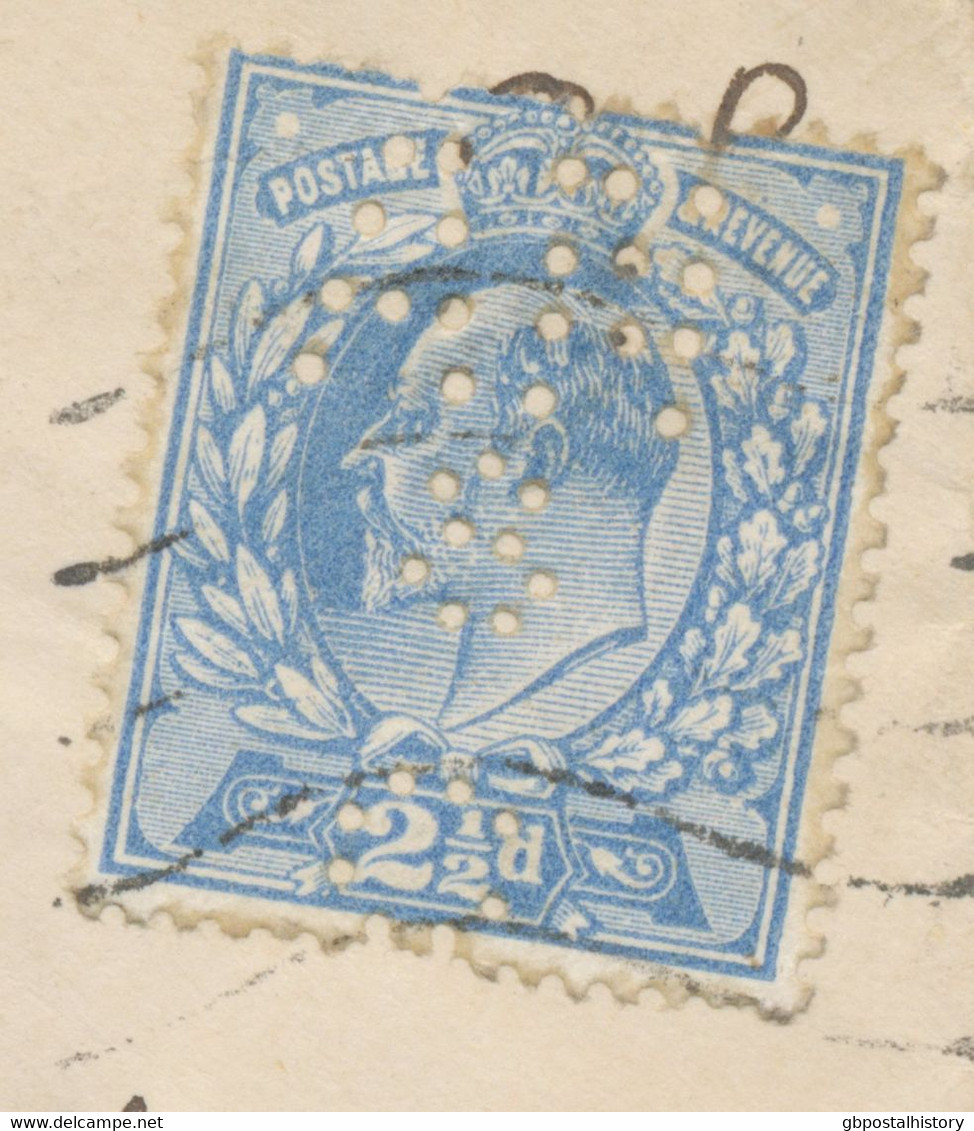 GB 1912 EVII 2 ½d Bright Blue Harrison Printing 15:14 (PERFIN „AN / & / C“) Cvr - Perfin