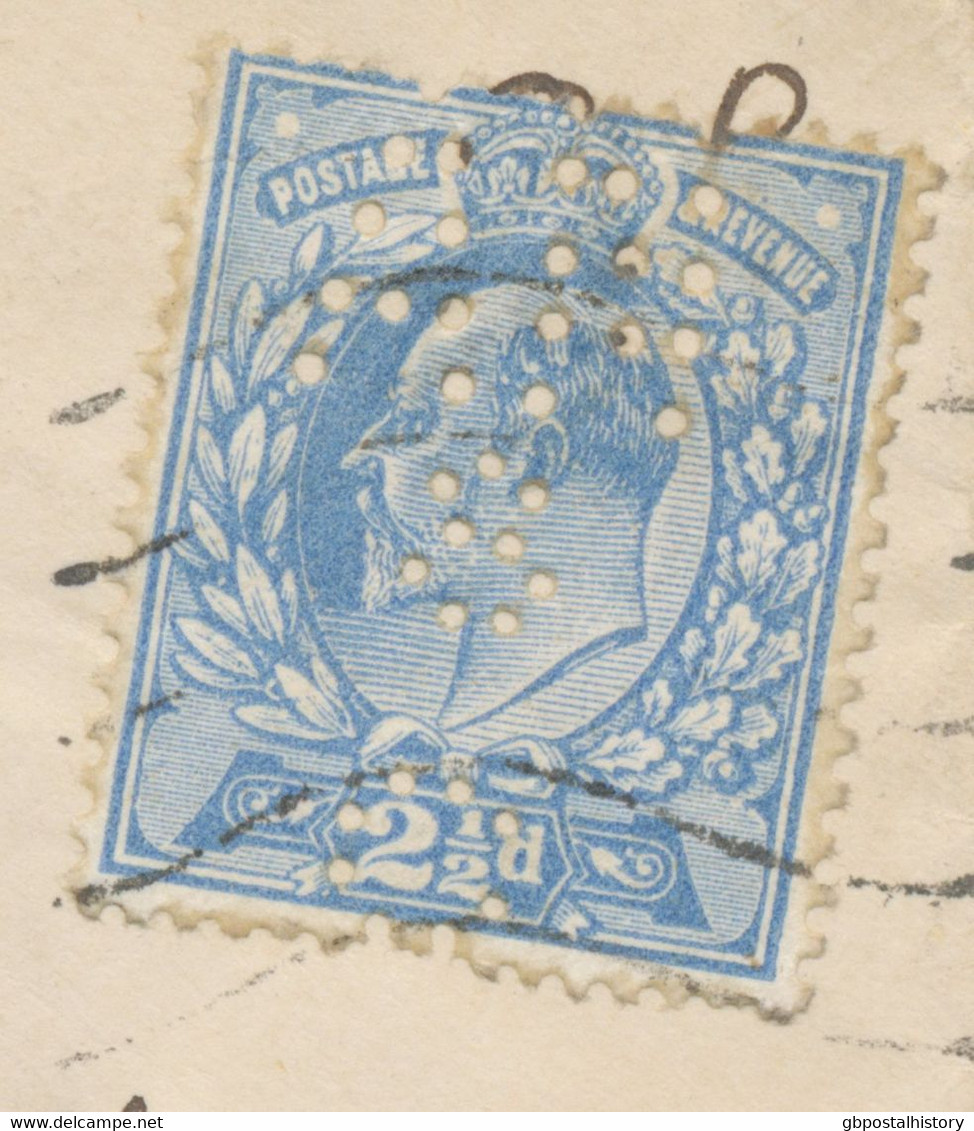 GB 1912 EVII 2 ½d Bright Blue Harrison Printing 15:14 (PERFIN „AN / & / C“) Cvr - Perfins