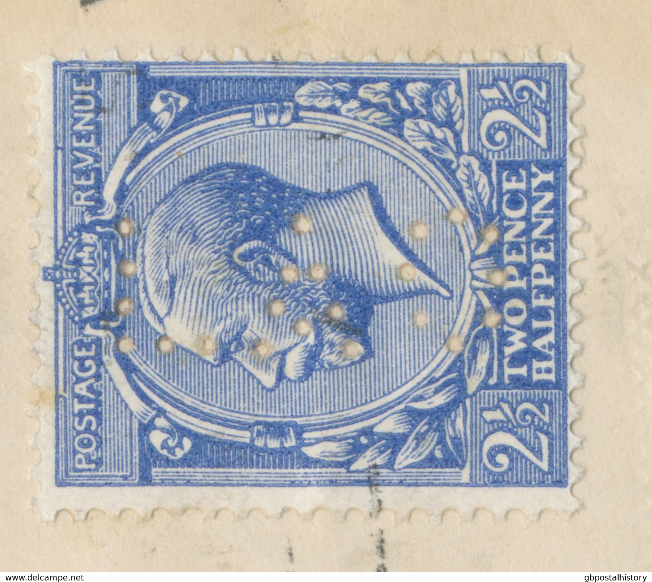 GB 1913 GV 2 ½d Rare Sideways PERFIN „LAO“ (L. & A. ORLIK, LONDON EC) VF Cover - Perfin