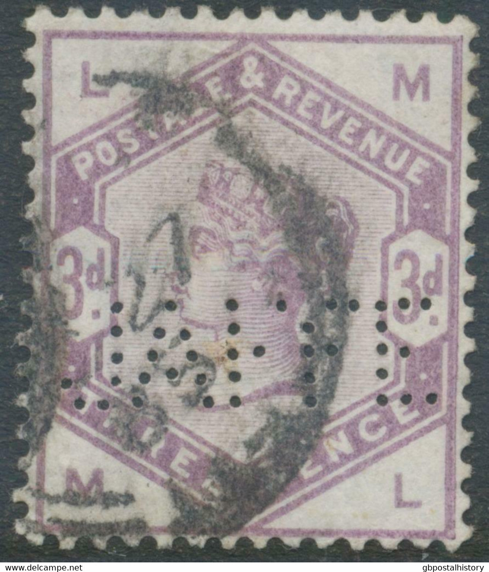 GB 1883, QV 3 D Lilac (ML) Very Fine Used PERFIN „JAFFE“ (Jaffe Brothers & Co Ltd, Dundee, Glasgow & Belfast), R! - Gezähnt (perforiert)