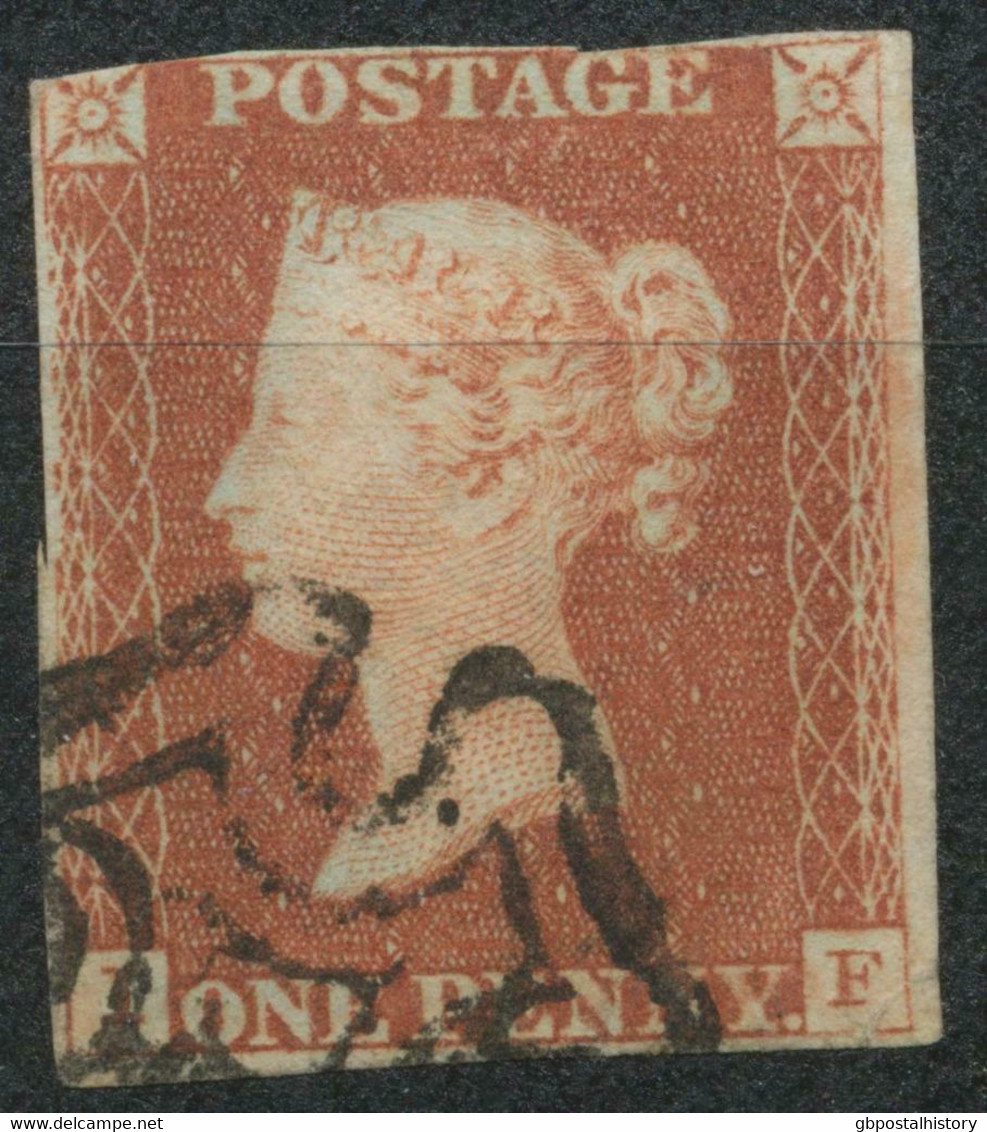 GB QV 1 D Redbrown Plate 31 (IF) 3 Margins, Black MC, VARIETY/ERROR: Ivory Head And Double Letter „F“ - Used Stamps