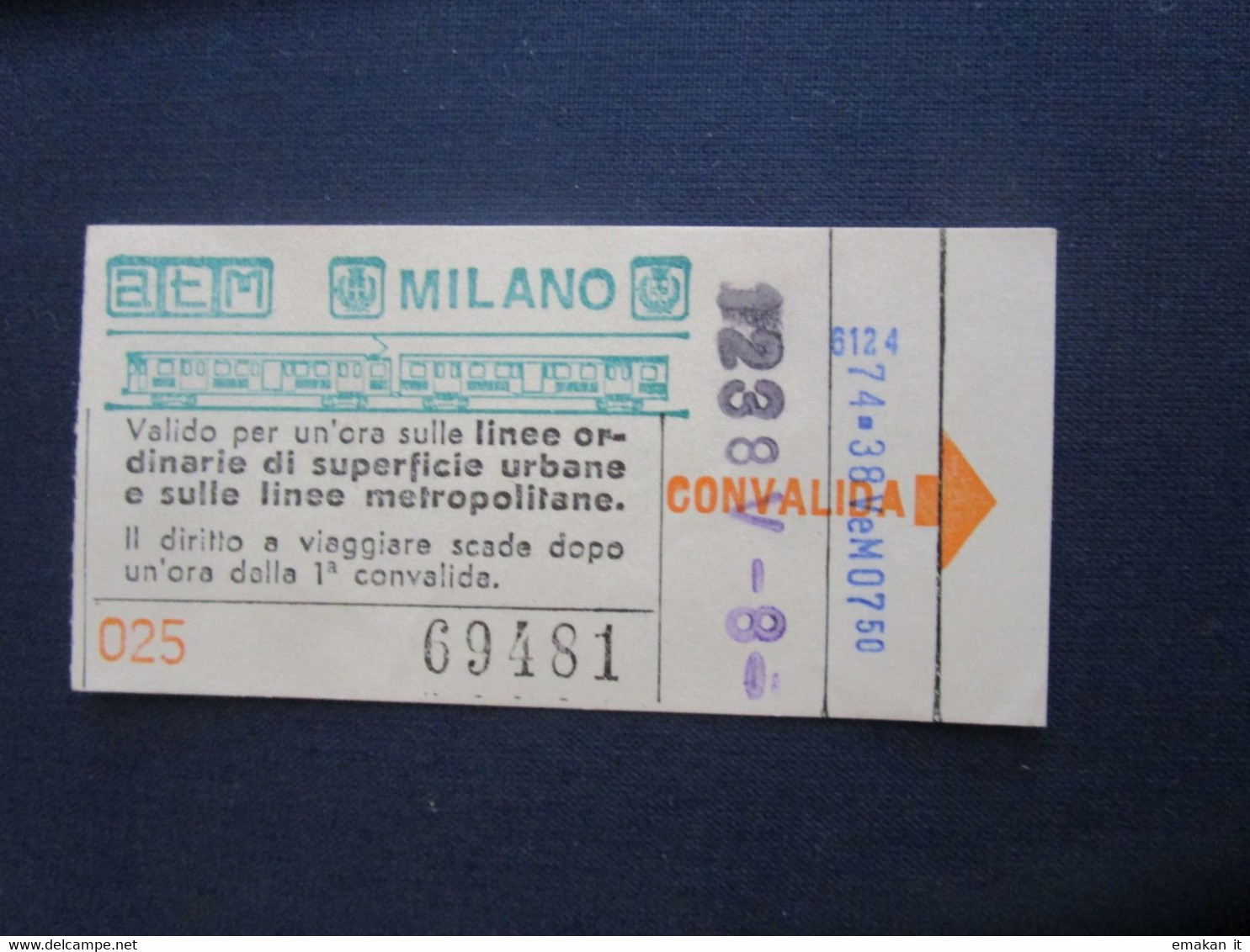 # BIGLIETTO A.T.M. MILANO METROPOLITANA ANNI '70 TIMBRATO - Non Classificati