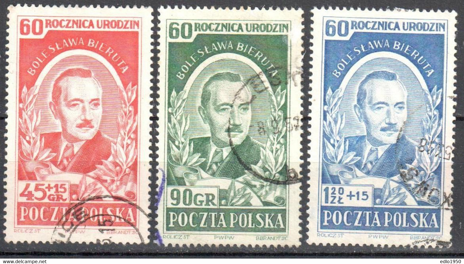 Poland 1952 - Pres. Boleslaw Bierut - Mi.732-34 - Used - Used Stamps