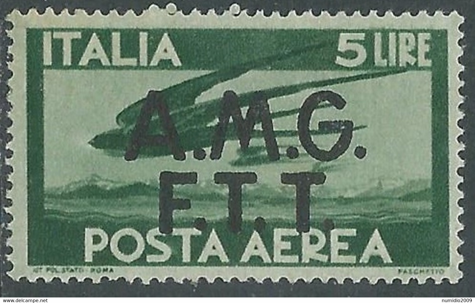 1947 TRIESTE A POSTA AEREA DEMOCRATICA 5 LIRE MNH ** - RE21-10 - Poste Aérienne