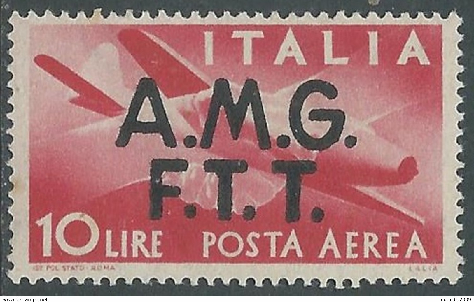 1947 TRIESTE A POSTA AEREA DEMOCRATICA 10 LIRE MNH ** - RE21-10 - Airmail