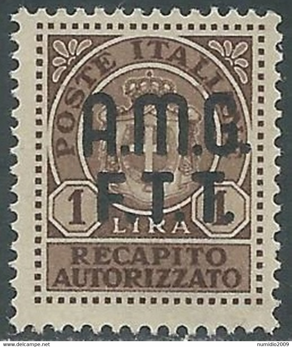 1947 TRIESTE A RECAPITO AUTORIZZATO 1 LIRA MNH ** - RE5-2 - Posta Espresso