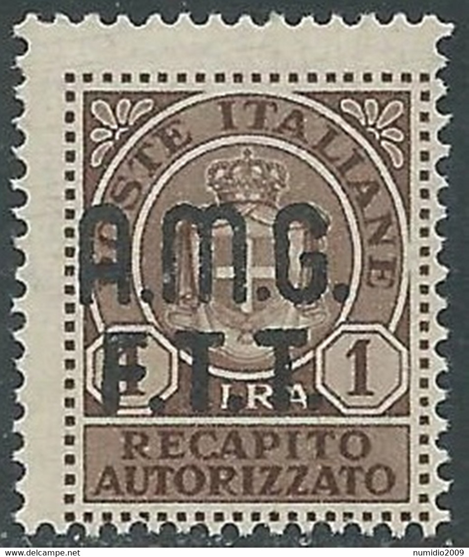 1947 TRIESTE A RECAPITO AUTORIZZATO 1 LIRA MNH ** - RE5-3 - Posta Espresso