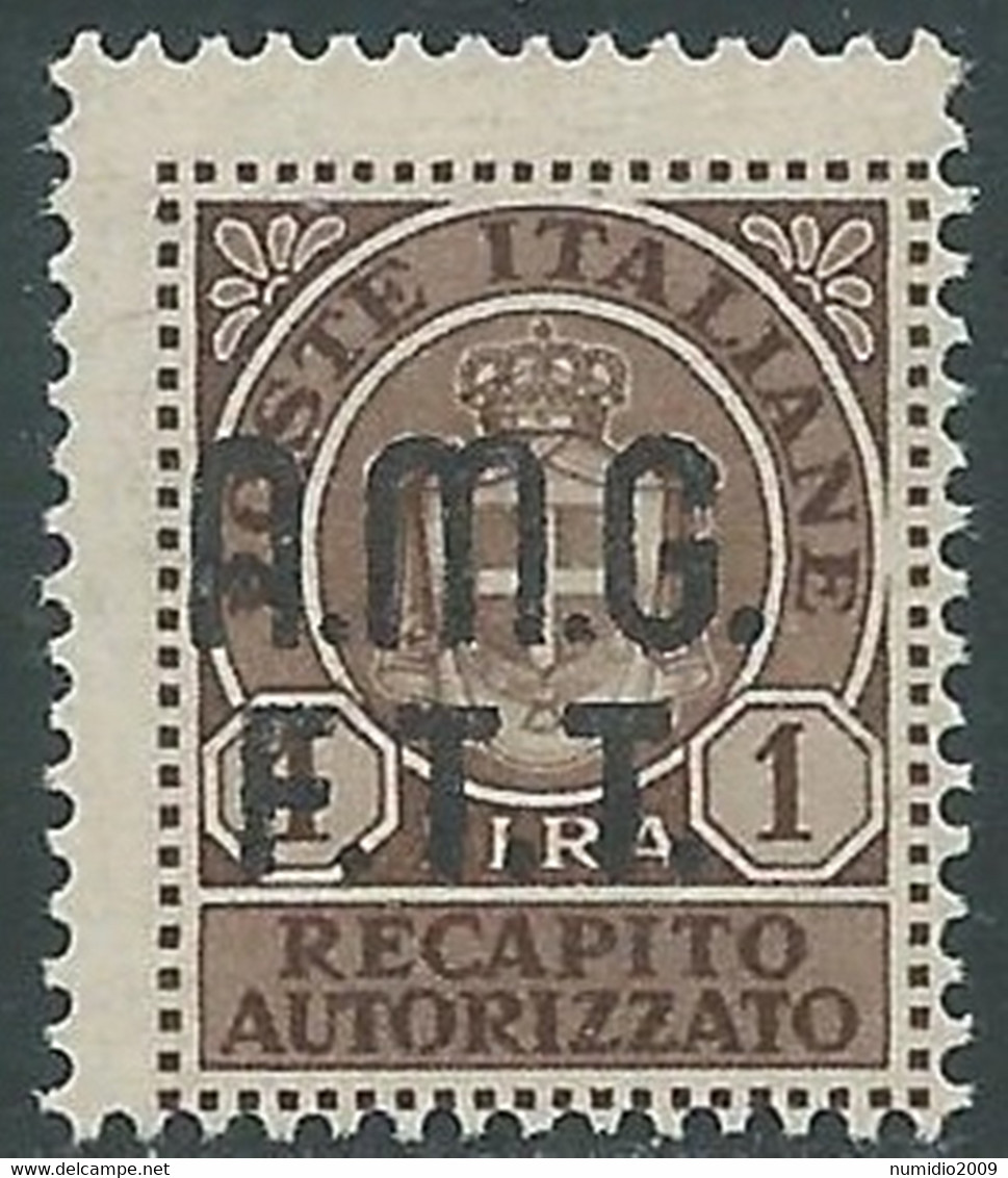 1947 TRIESTE A RECAPITO AUTORIZZATO 1 LIRA MNH ** - RE5-9 - Posta Espresso