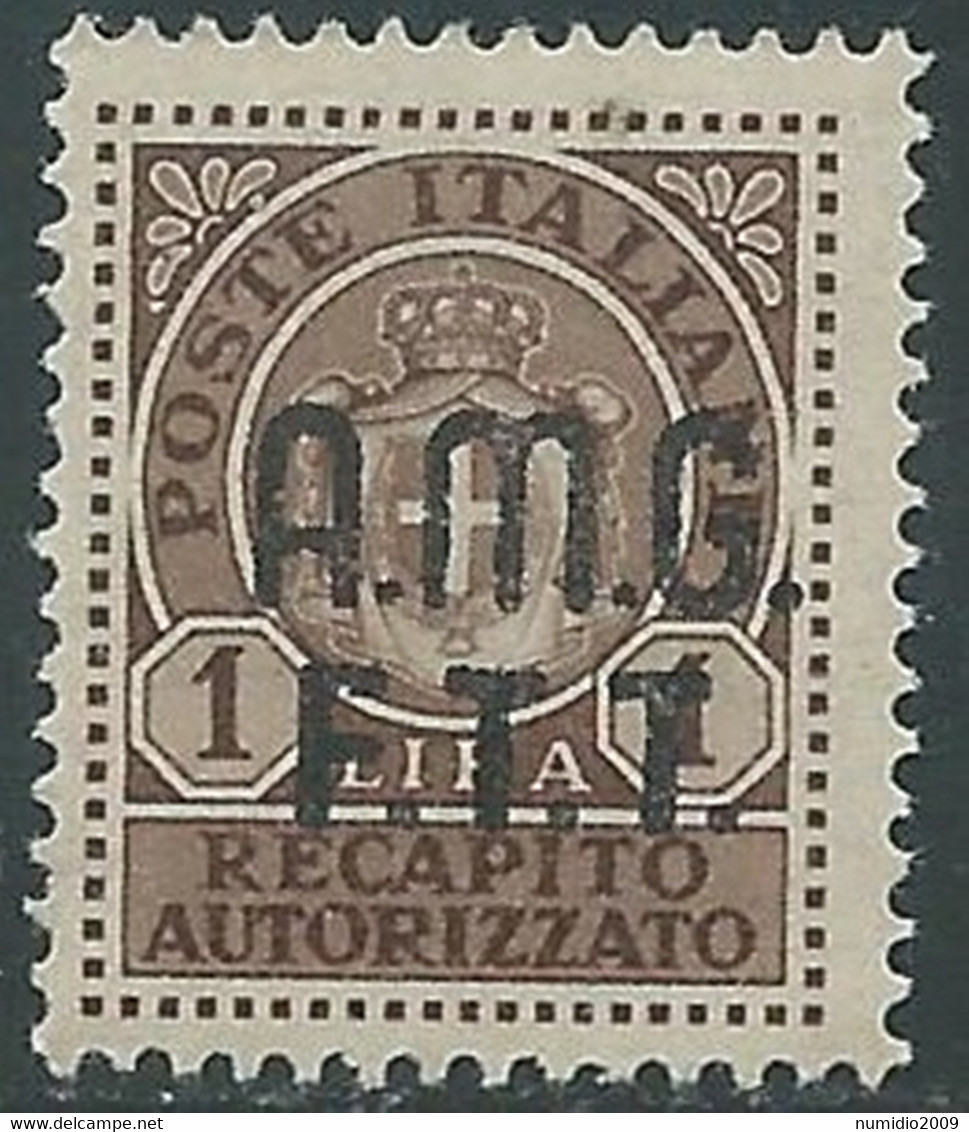 1947 TRIESTE A RECAPITO AUTORIZZATO 1 LIRA MNH ** - RE5-10 - Posta Espresso