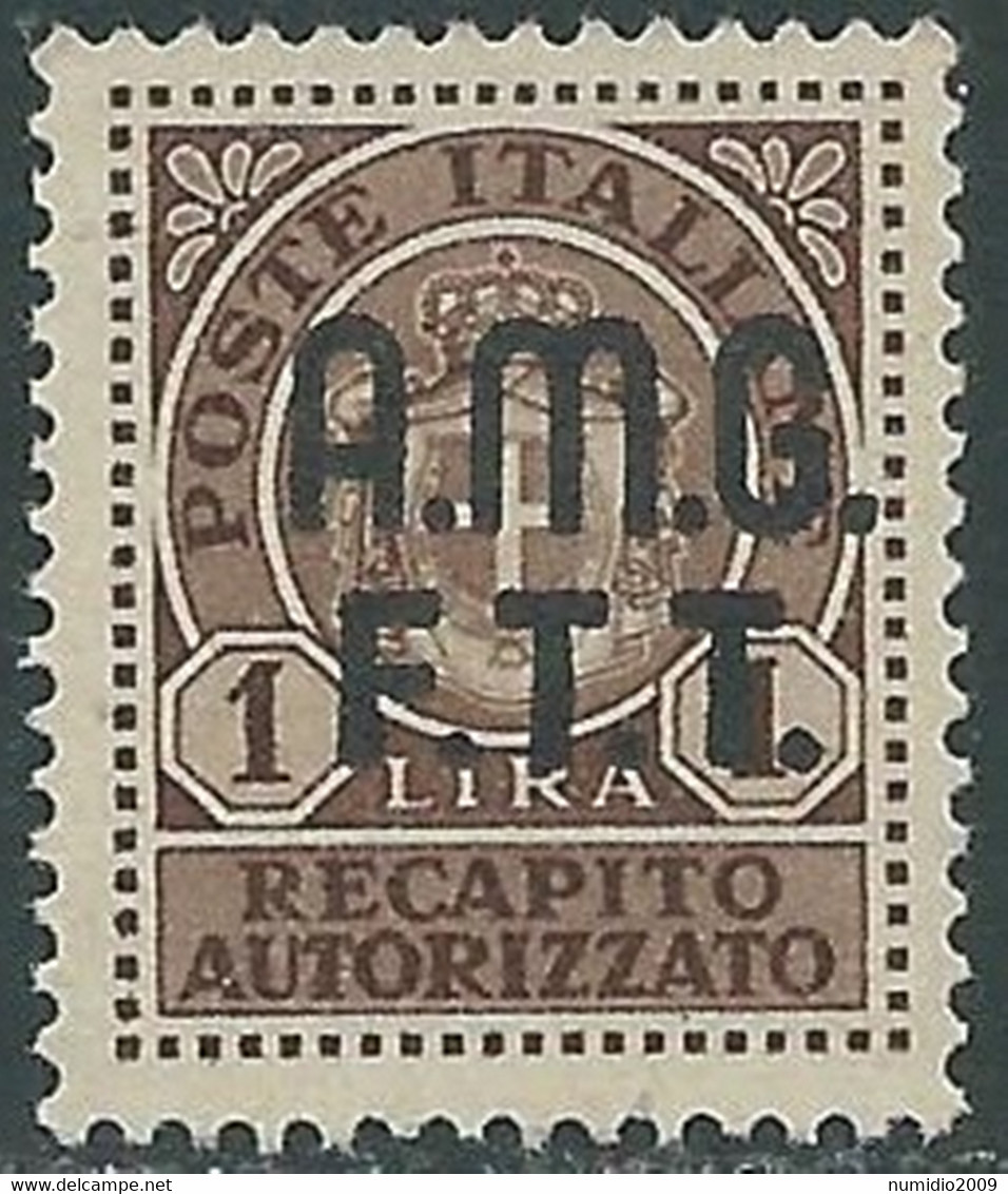 1947 TRIESTE A RECAPITO AUTORIZZATO 1 LIRA MNH ** - RE10-5 - Posta Espresso