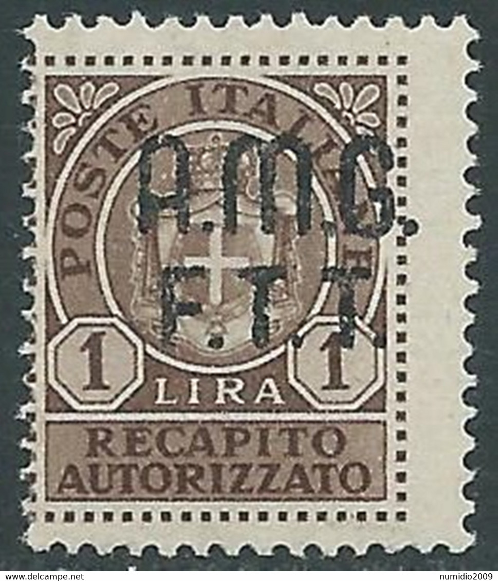 1947 TRIESTE A RECAPITO AUTORIZZATO 1 LIRA MNH ** - RE20-3 - Posta Espresso