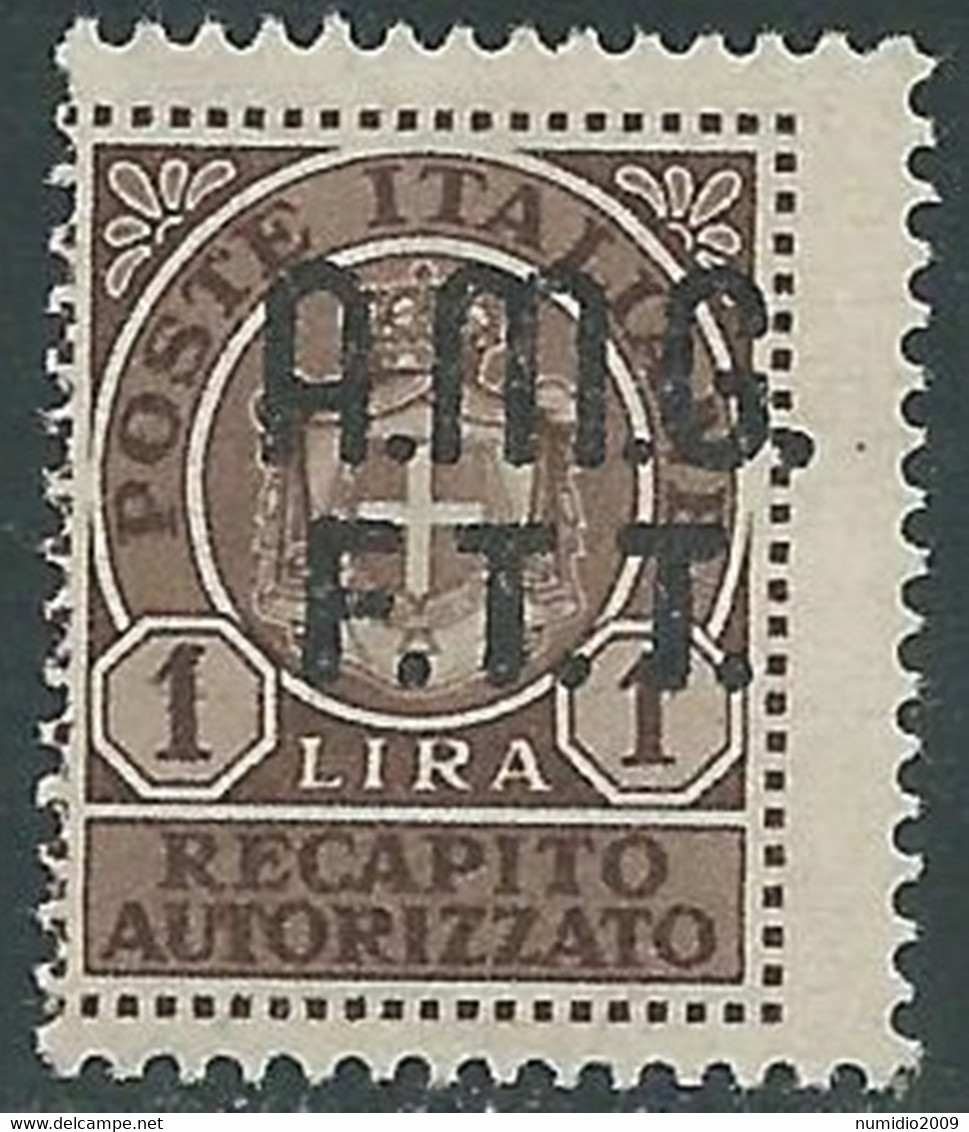 1947 TRIESTE A RECAPITO AUTORIZZATO 1 LIRA MNH ** - RE20-4 - Posta Espresso