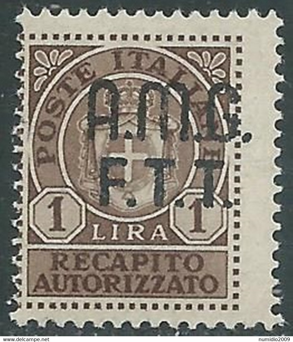 1947 TRIESTE A RECAPITO AUTORIZZATO 1 LIRA MNH ** - RE20-6 - Express Mail