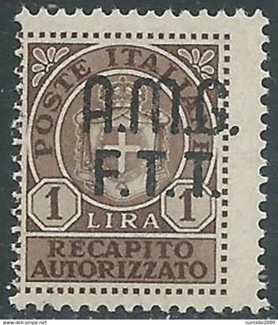 1947 TRIESTE A RECAPITO AUTORIZZATO 1 LIRA MNH ** - RE20-6 - Posta Espresso