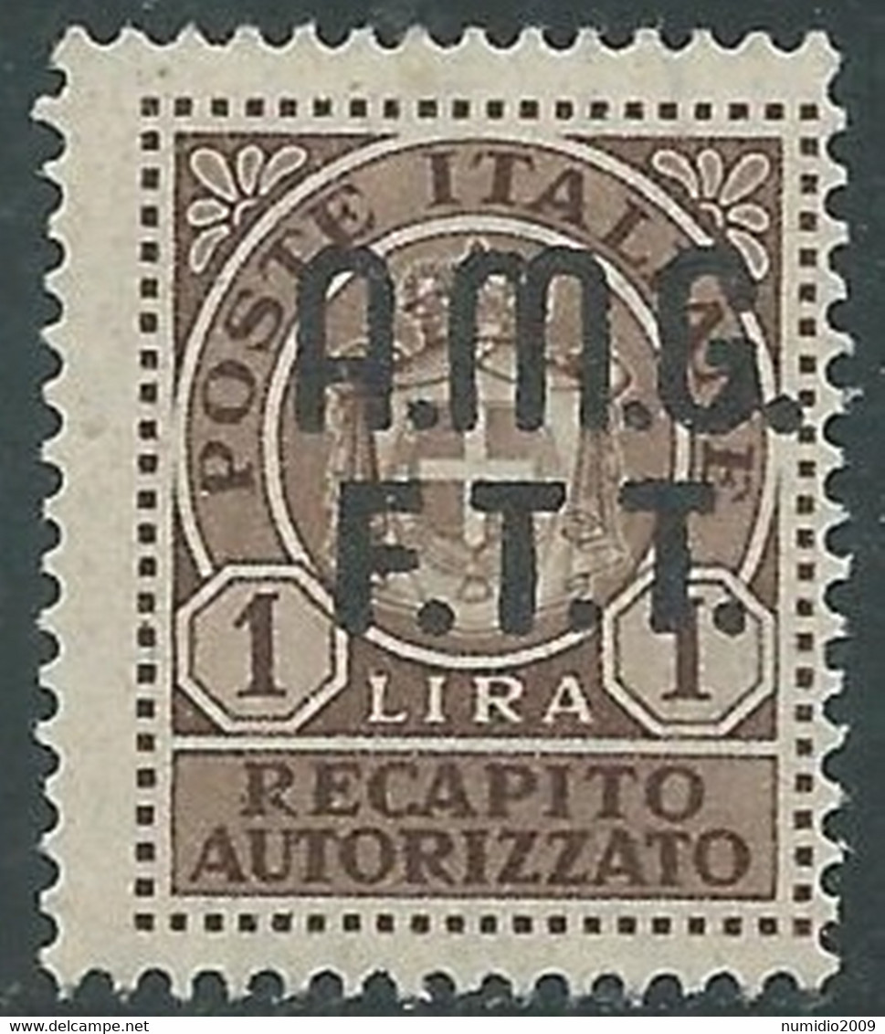 1947 TRIESTE A RECAPITO AUTORIZZATO 1 LIRA MNH ** - RE20-8 - Posta Espresso