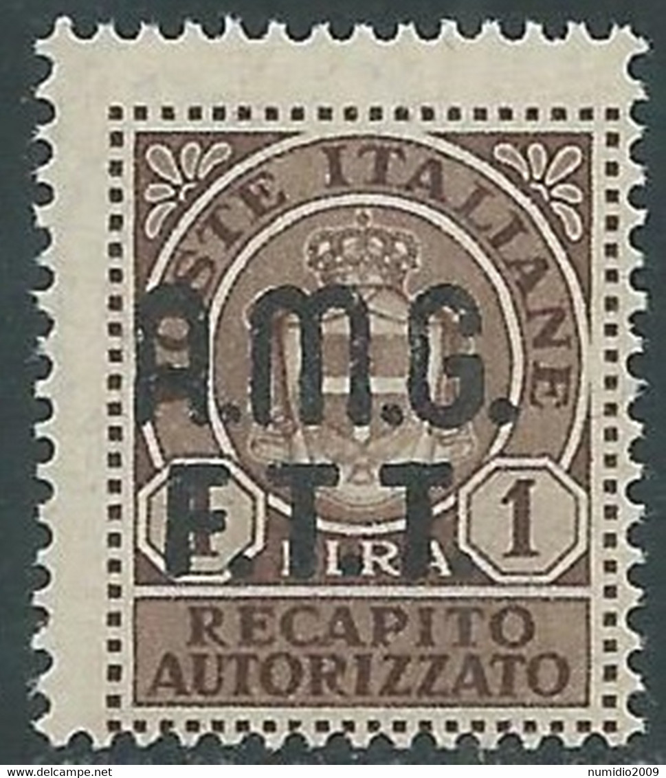 1947 TRIESTE A RECAPITO AUTORIZZATO 1 LIRA MNH ** - RE20-10 - Posta Espresso