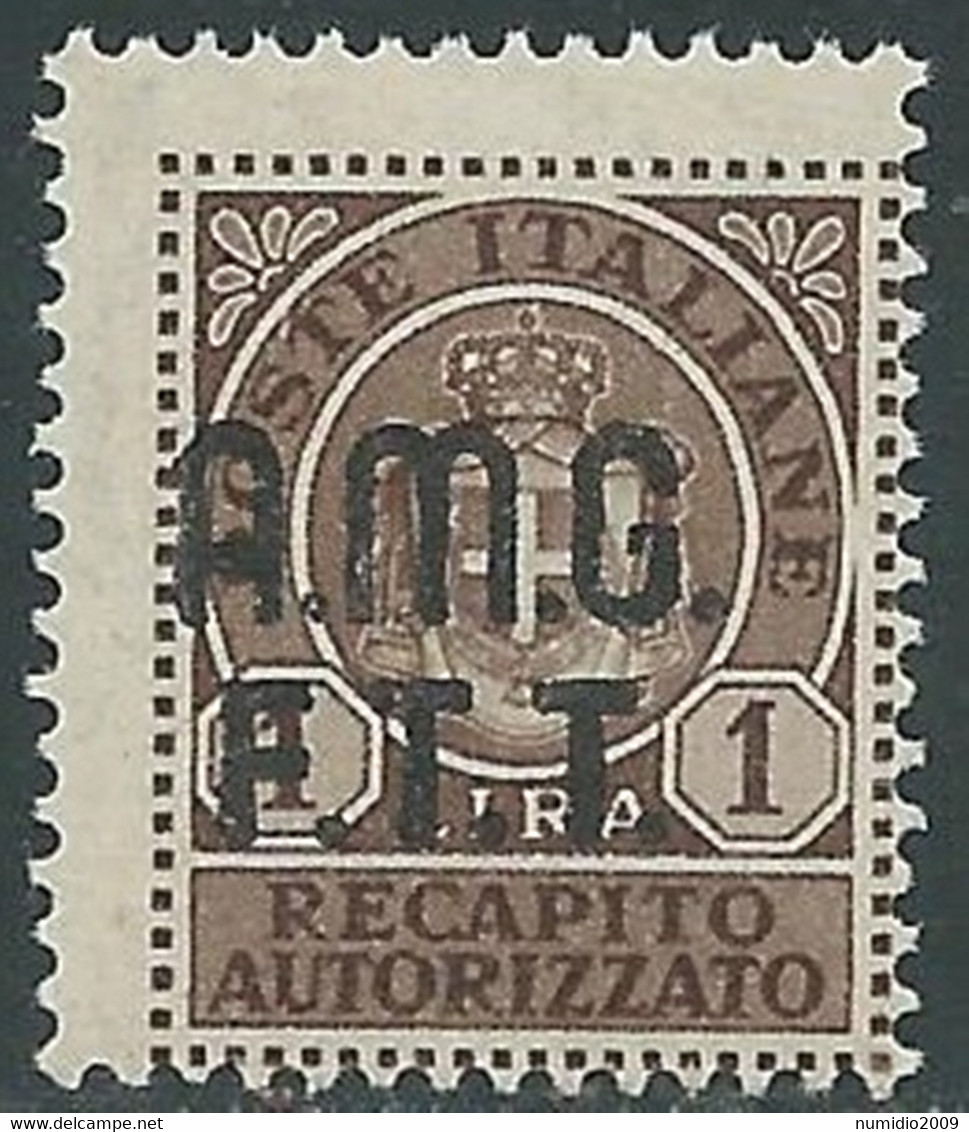 1947 TRIESTE A RECAPITO AUTORIZZATO 1 LIRA MNH ** - RE28-2 - Posta Espresso