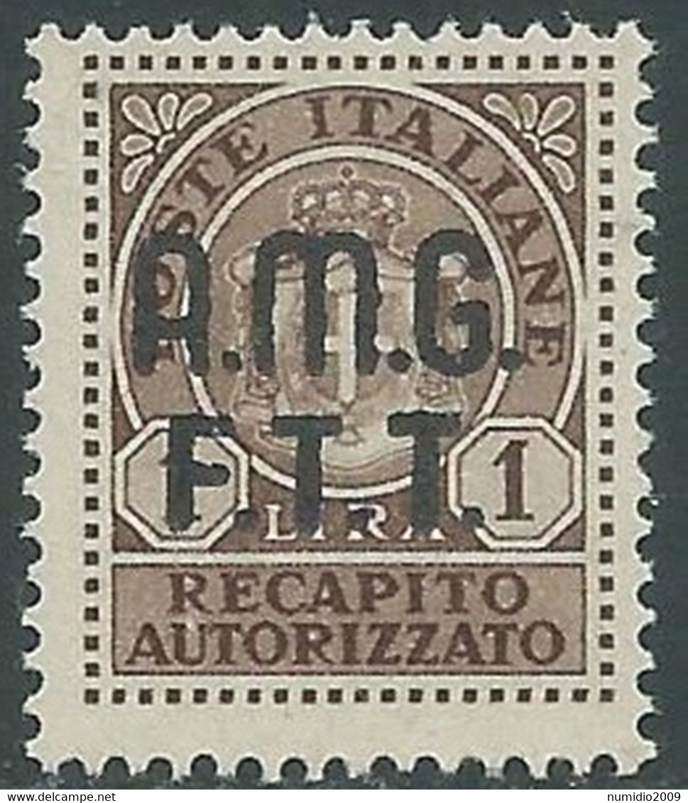 1947 TRIESTE A RECAPITO AUTORIZZATO 1 LIRA MNH ** - RE28-5 - Posta Espresso