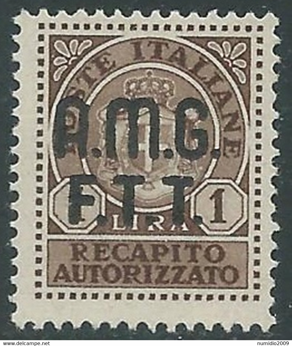 1947 TRIESTE A RECAPITO AUTORIZZATO 1 LIRA MNH ** - RE28-7 - Posta Espresso