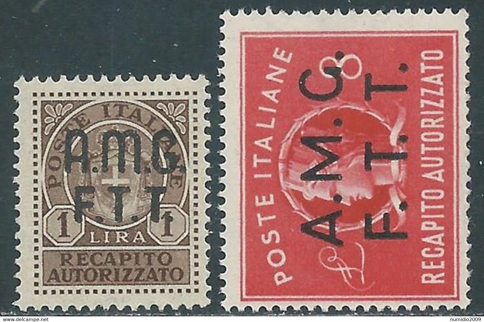 1947 TRIESTE A RECAPITO AUTORIZZATO 2 VALORI MNH ** - RE8-3 - Correo Urgente