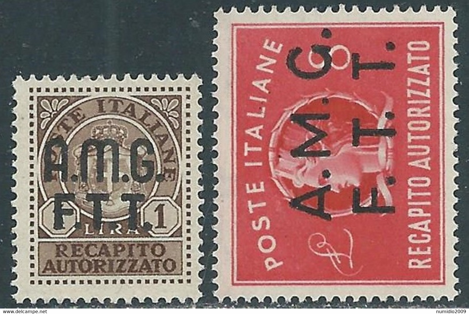 1947 TRIESTE A RECAPITO AUTORIZZATO 2 VALORI MNH ** - RE8-4 - Correo Urgente