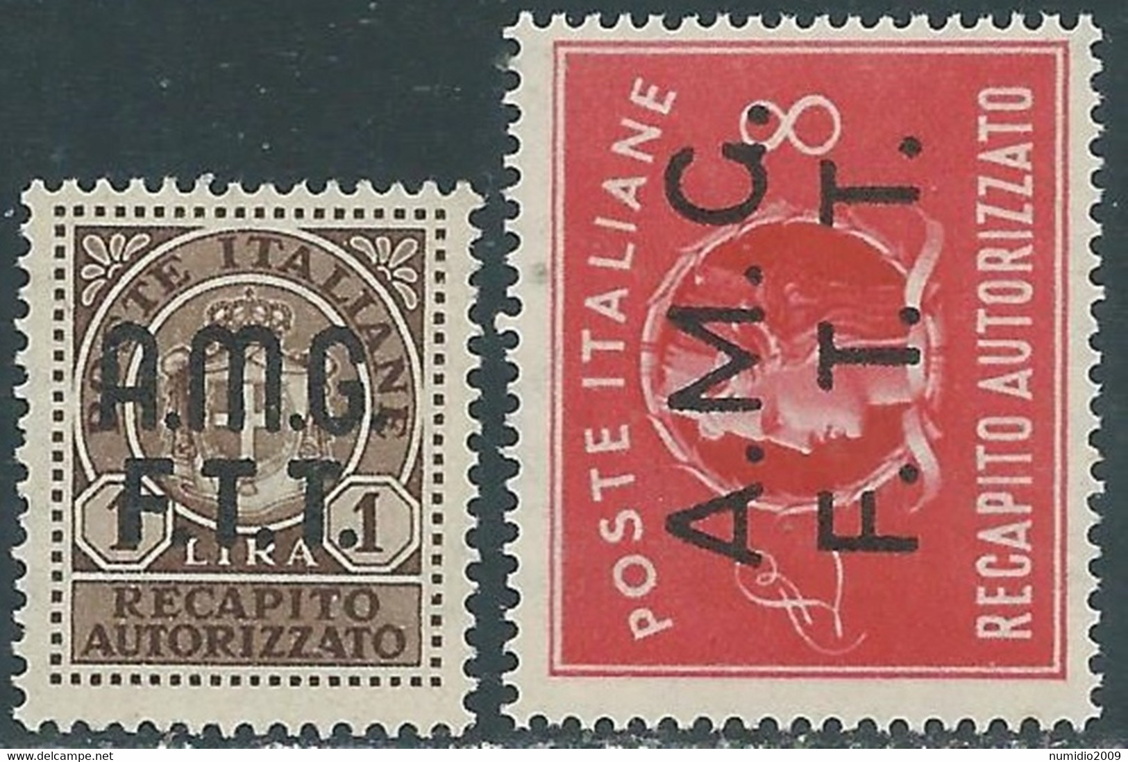 1947 TRIESTE A RECAPITO AUTORIZZATO 2 VALORI MNH ** - RE8-5 - Eilsendung (Eilpost)