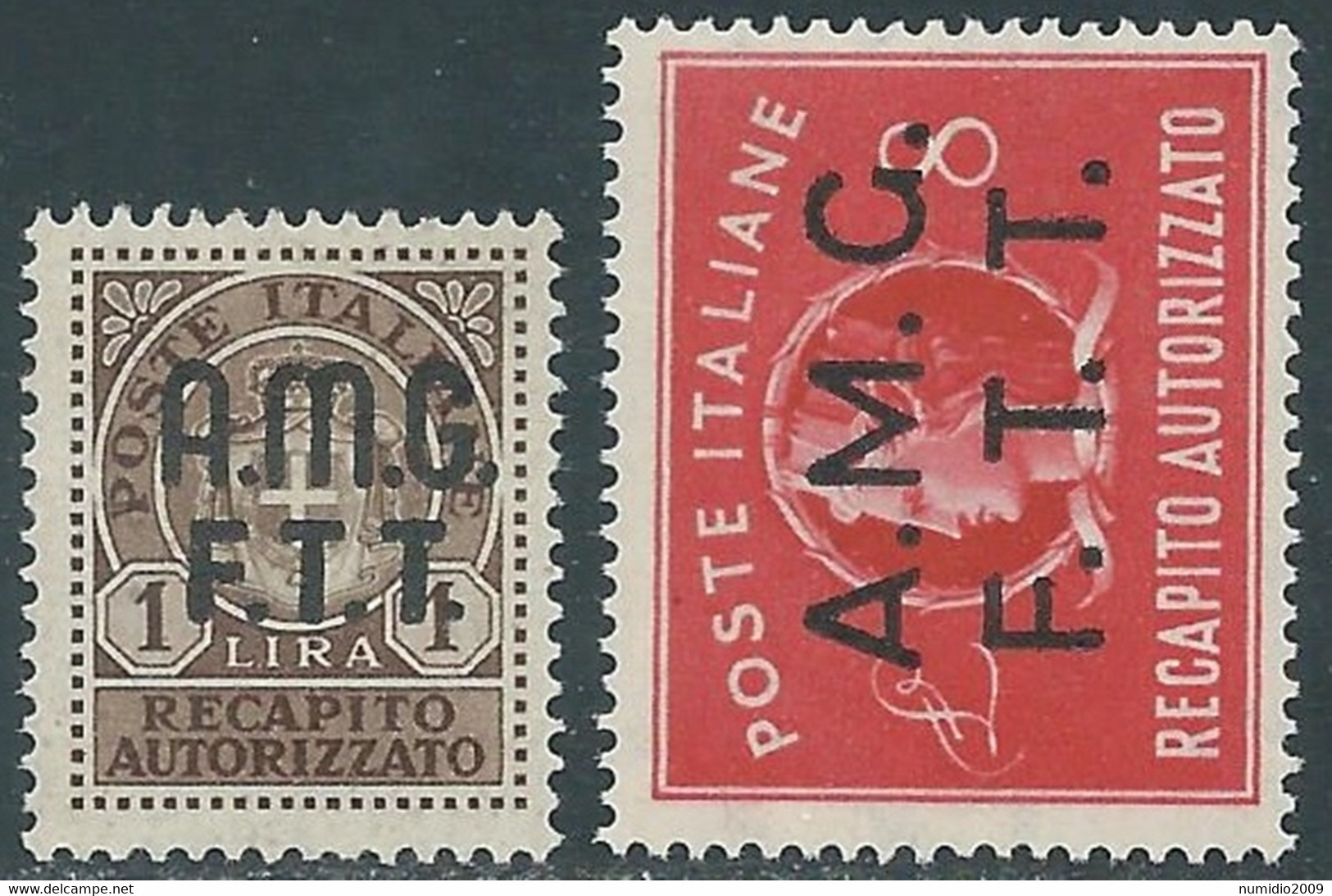 1947 TRIESTE A RECAPITO AUTORIZZATO 2 VALORI MNH ** - RE8-6 - Eilsendung (Eilpost)