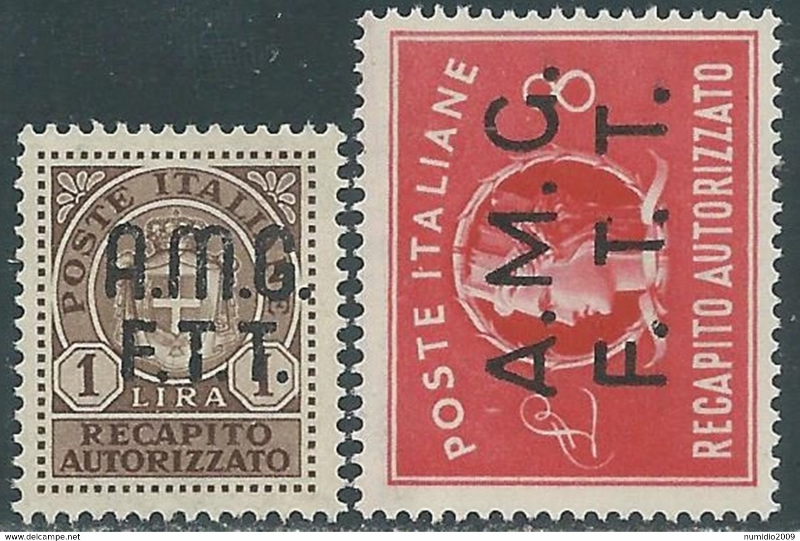 1947 TRIESTE A RECAPITO AUTORIZZATO 2 VALORI MNH ** - RE8-8 - Express Mail