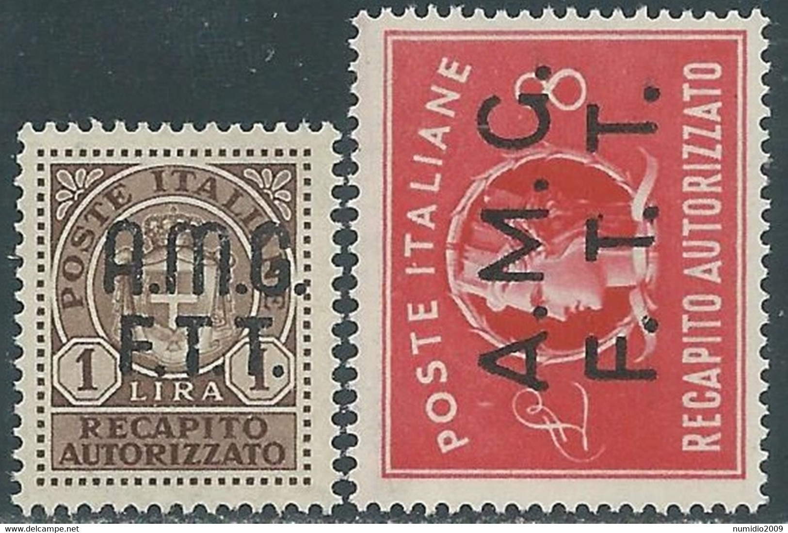 1947 TRIESTE A RECAPITO AUTORIZZATO 2 VALORI MNH ** - RE8-8 - Posta Espresso