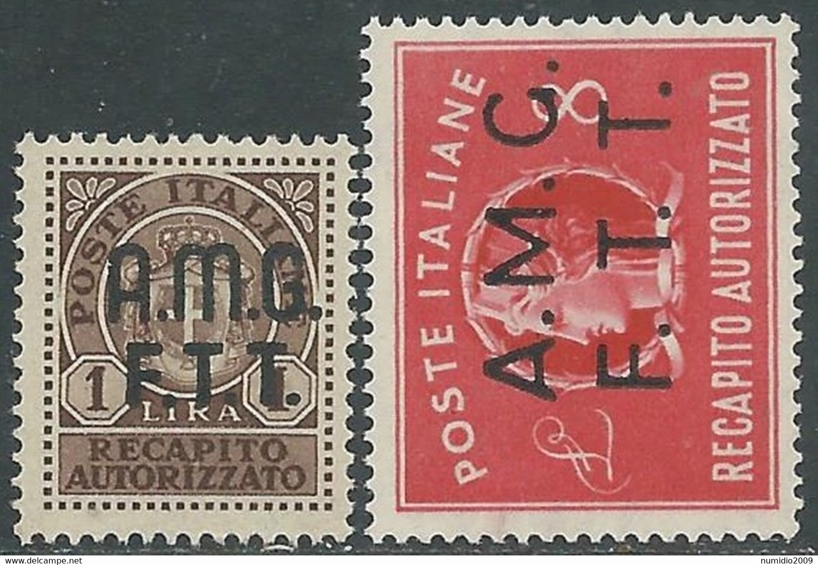 1947 TRIESTE A RECAPITO AUTORIZZATO 2 VALORI MNH ** - RE9-7 - Posta Espresso