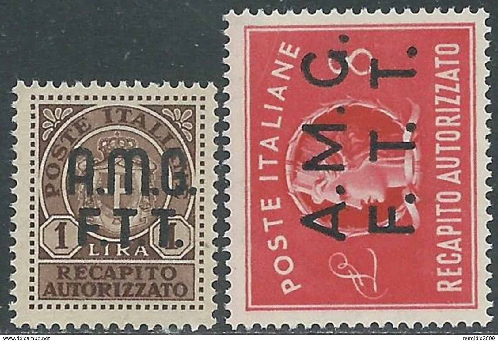 1947 TRIESTE A RECAPITO AUTORIZZATO 2 VALORI MNH ** - RE9-9 - Posta Espresso