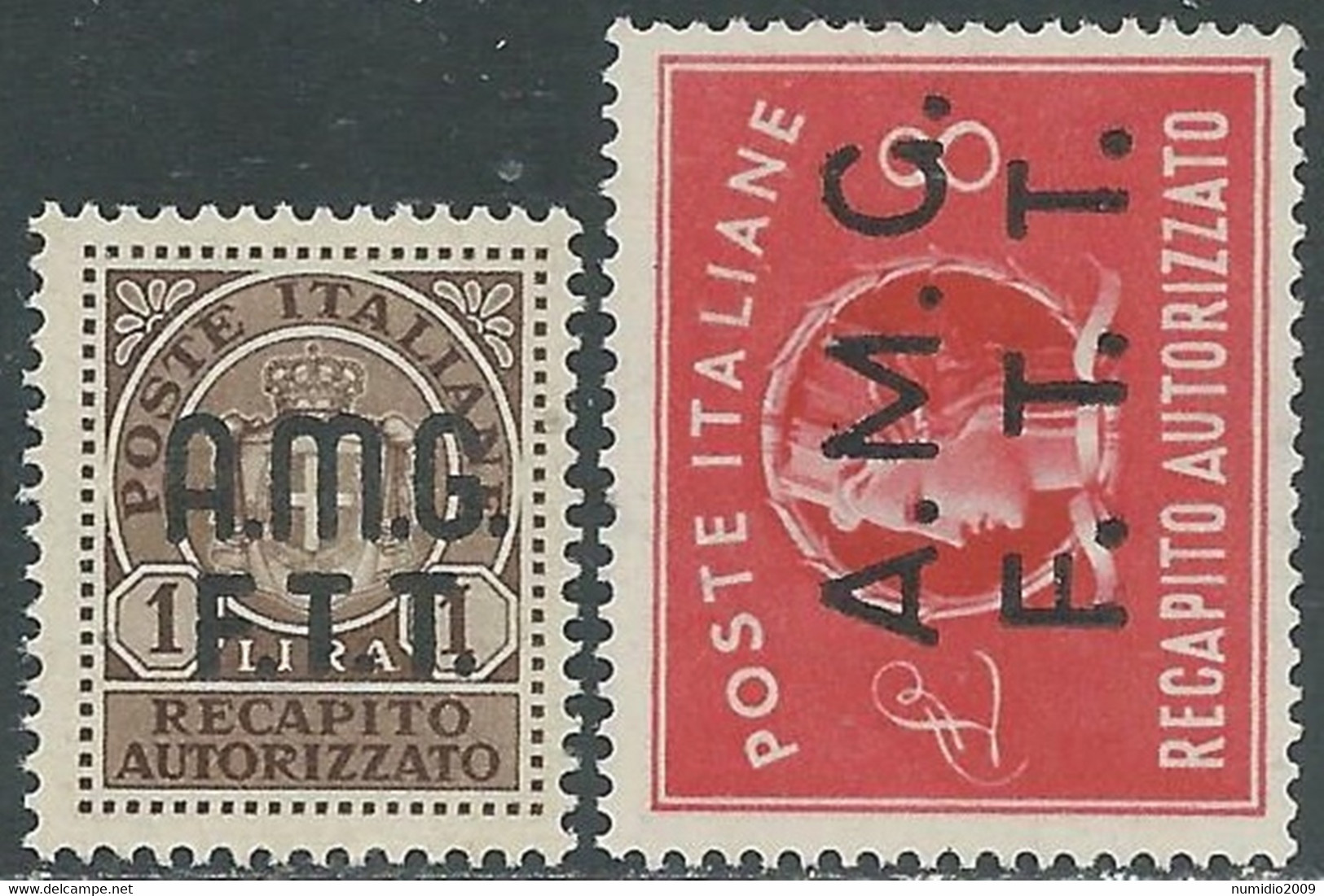 1947 TRIESTE A RECAPITO AUTORIZZATO 2 VALORI MNH ** - RE9-10 - Exprespost