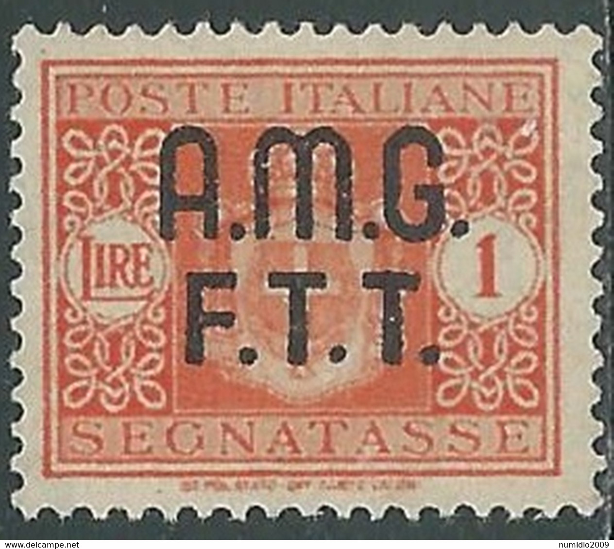 1947 TRIESTE A SEGNATASSE 1 LIRA MH * - RE10-9 - Segnatasse