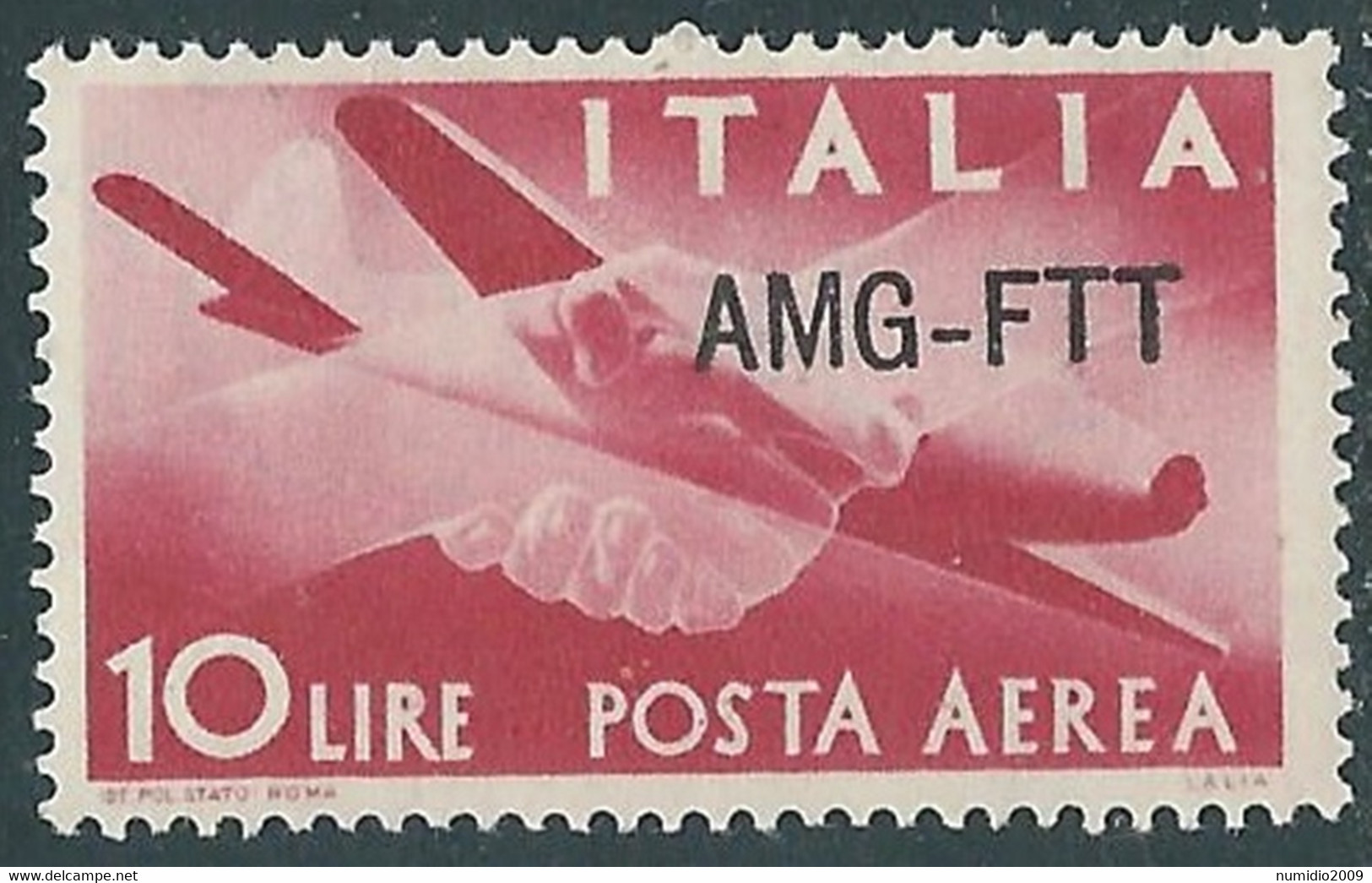 1949-52 TRIESTE A POSTA AEREA DEMOCRATICA 10 LIRE MNH ** - RE21-7 - Luftpost