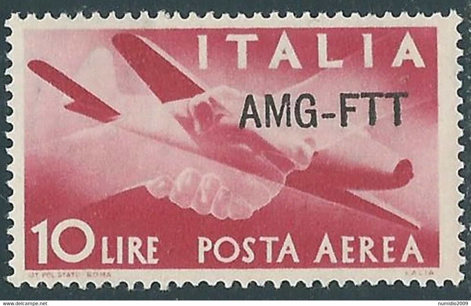 1949-52 TRIESTE A POSTA AEREA DEMOCRATICA 10 LIRE MNH ** - RE21-8 - Luftpost