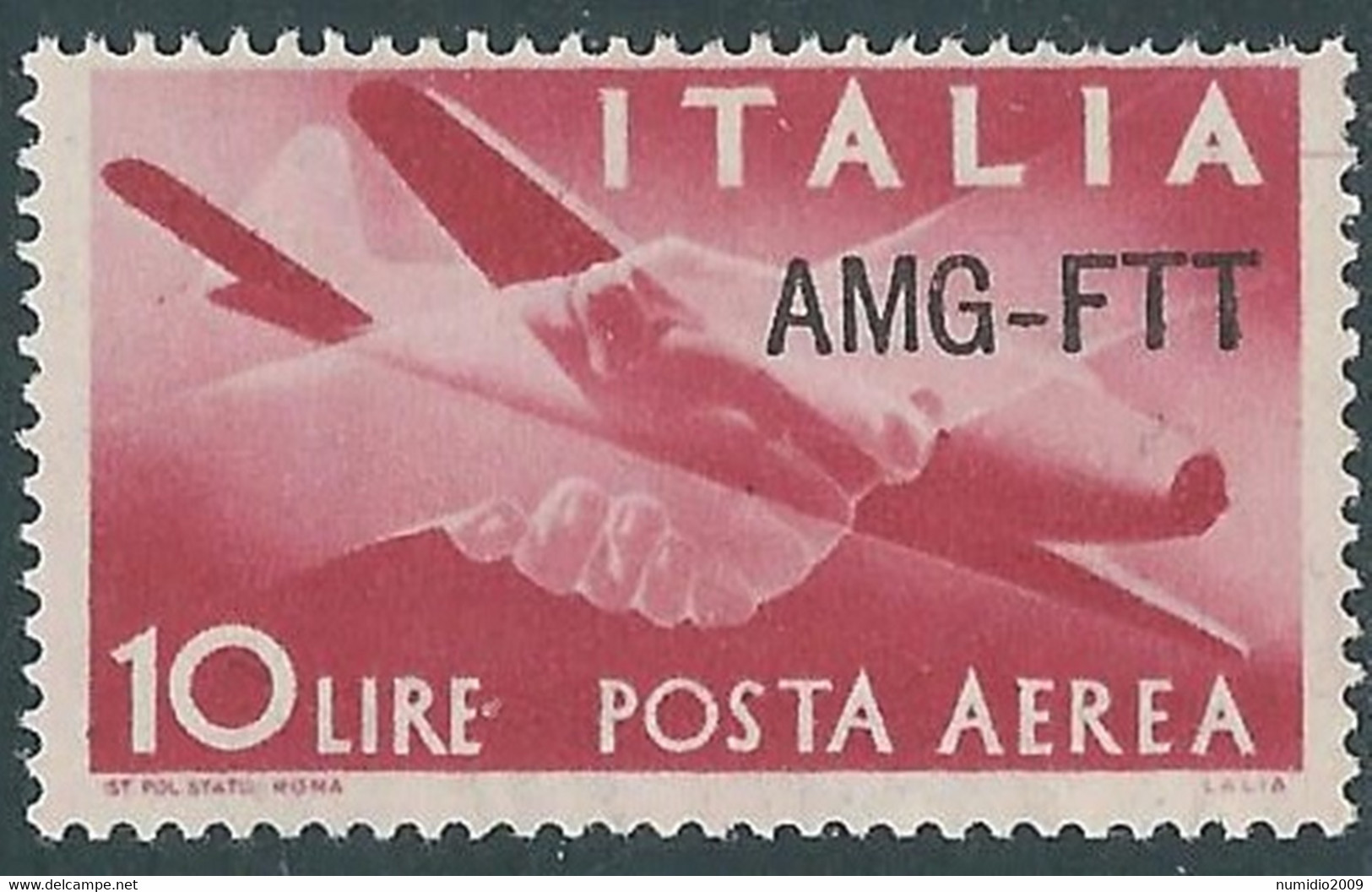 1949-52 TRIESTE A POSTA AEREA DEMOCRATICA 10 LIRE MNH ** - RE21-9 - Poste Aérienne