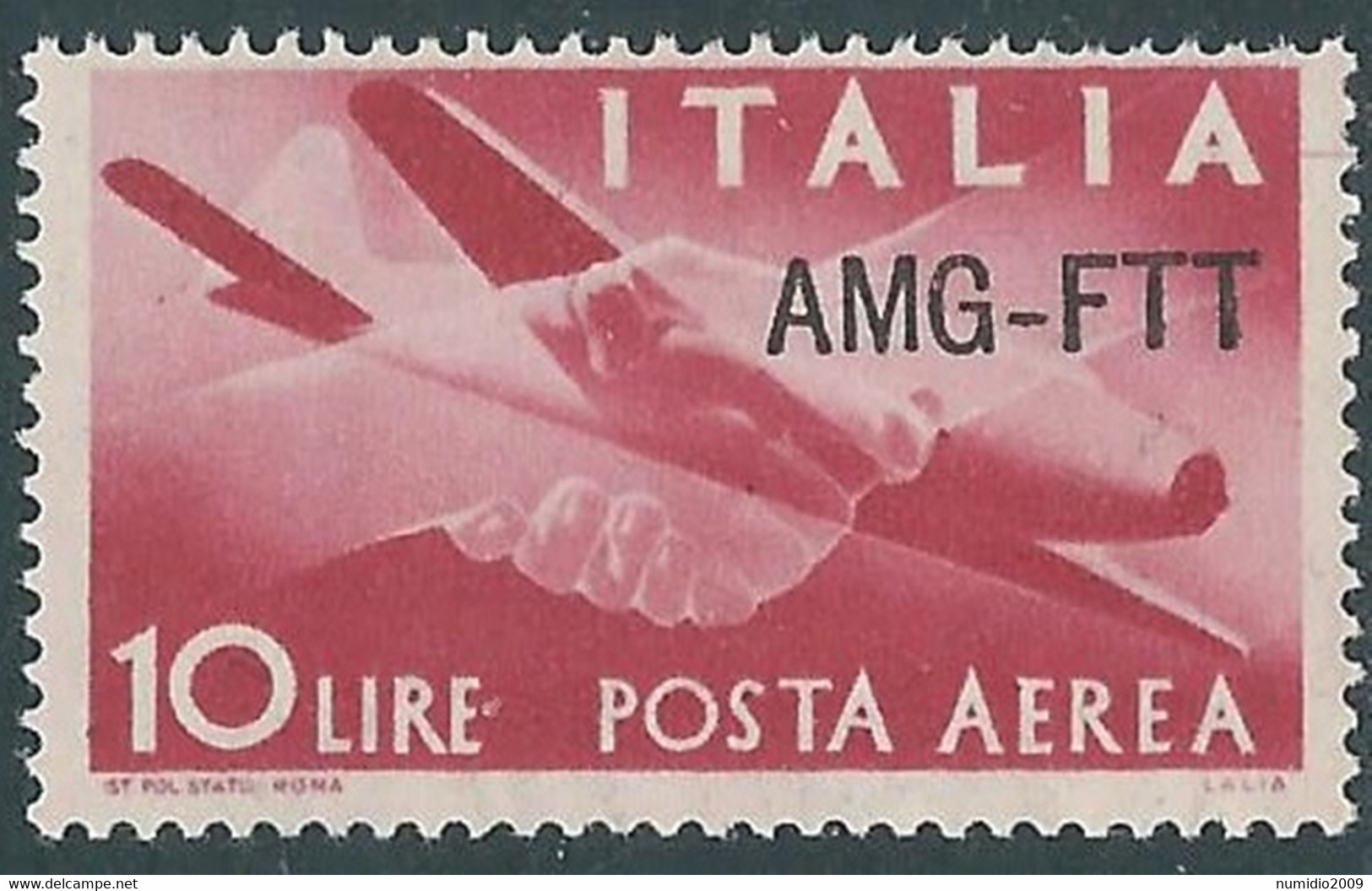 1949-52 TRIESTE A POSTA AEREA DEMOCRATICA 10 LIRE MNH ** - RE21-9 - Luftpost