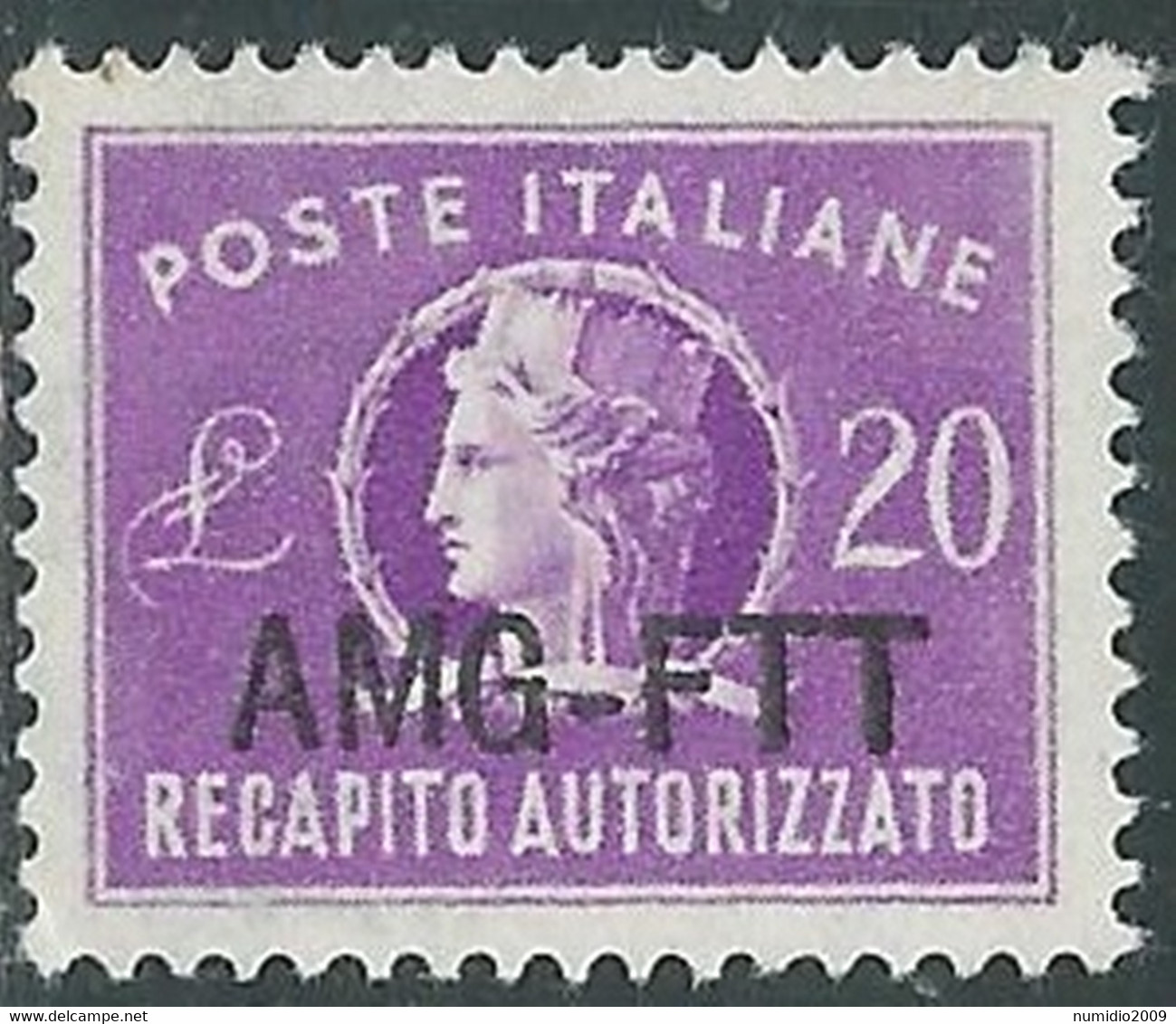 1949-52 TRIESTE A RECAPITO AUTORIZZATO 20 LIRE MNH ** - RE10-3 - Posta Espresso