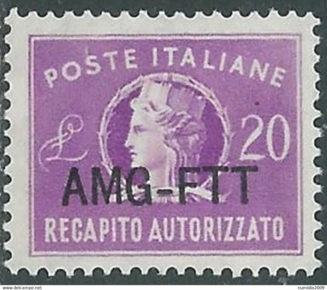 1949-52 TRIESTE A RECAPITO AUTORIZZATO 20 LIRE MNH ** - RE10-4 - Exprespost