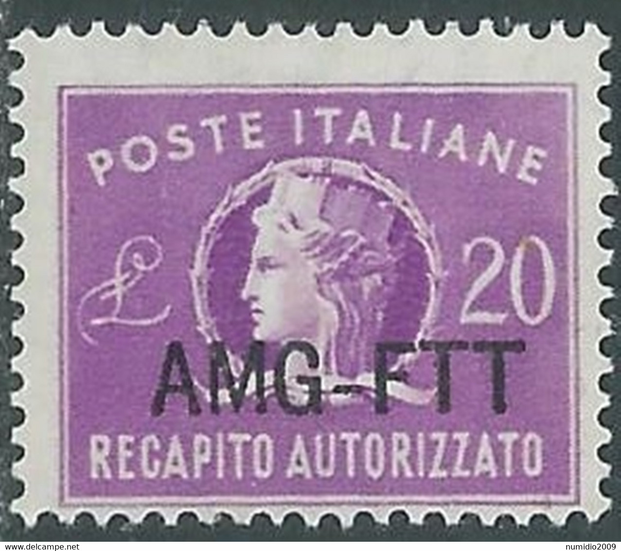 1949-52 TRIESTE A RECAPITO AUTORIZZATO 20 LIRE MNH ** - RE10-5 - Posta Espresso