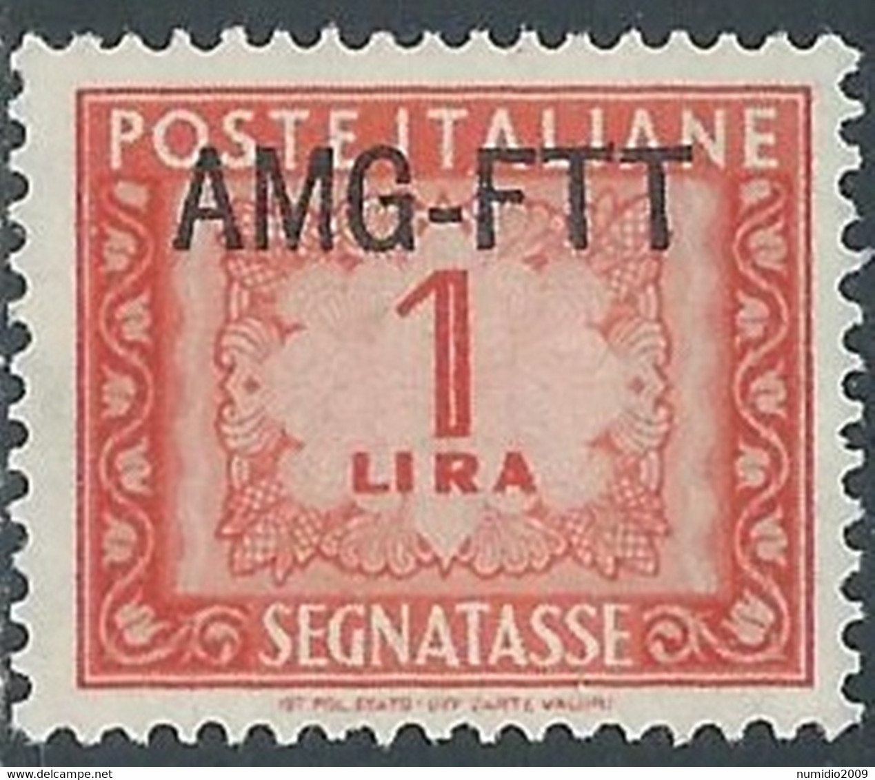 1949-54 TRIESTE A SEGNATASSE 1 LIRA MNH ** - RE8-5 - Segnatasse