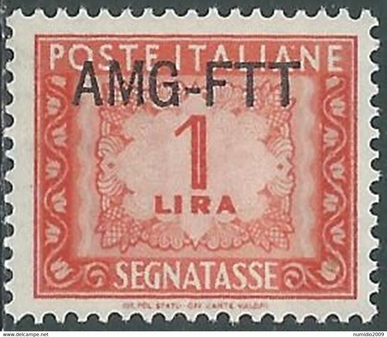 1949-54 TRIESTE A SEGNATASSE 1 LIRA MNH ** - RE10-6 - Segnatasse