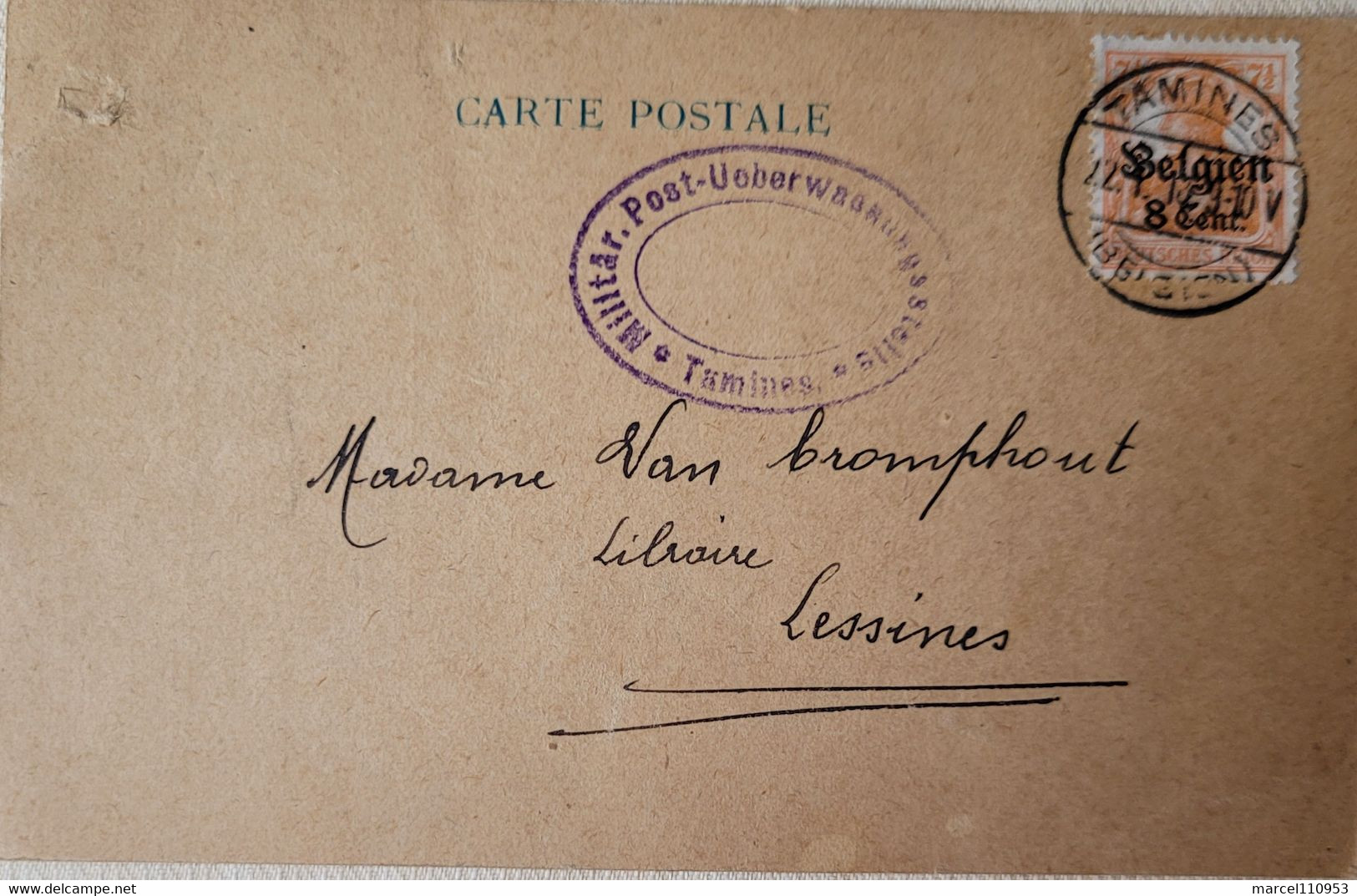 OC 13 - Carte Postale 1917 -Duculot Imprimerie Tamines (censure) - OC1/25 Governo Generale