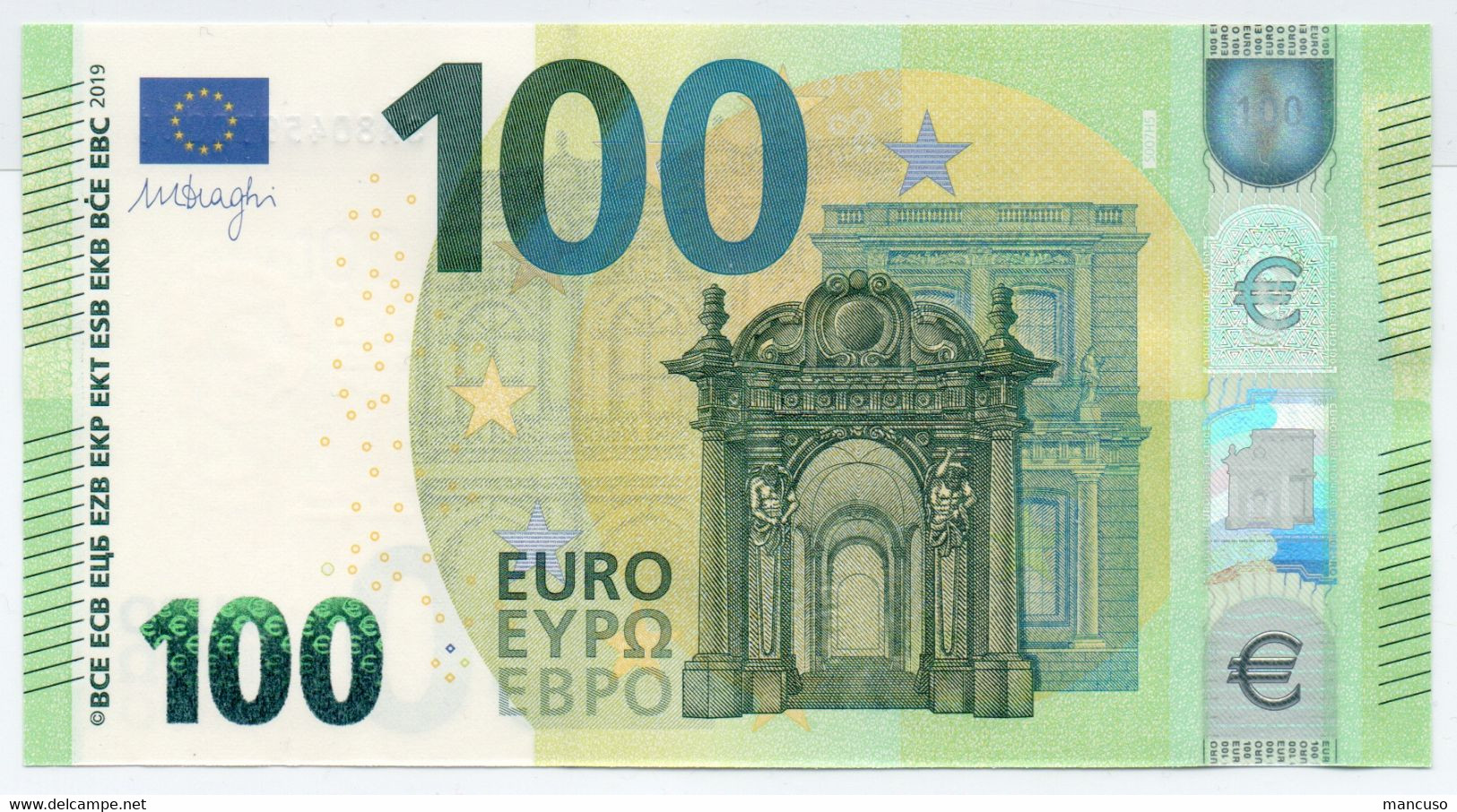 100 EURO ITALIA SA S007 H5  LAST POSITION  -  "04" - DRAGHI  UNC - 100 Euro