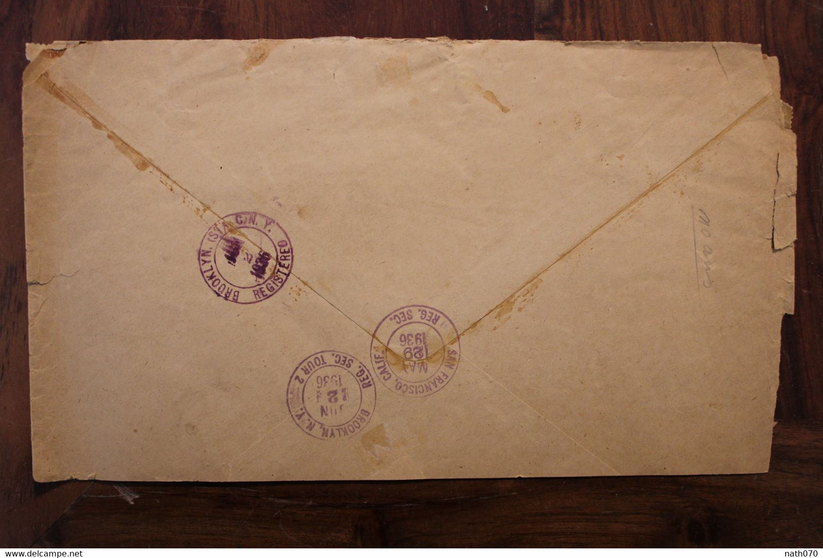 Océanie 1936 UTUROA Ile Raiatea France Usa Brooklyn NY Etablissement Français Cover Recommandé Enveloppe Lettre Rare !!! - Brieven En Documenten