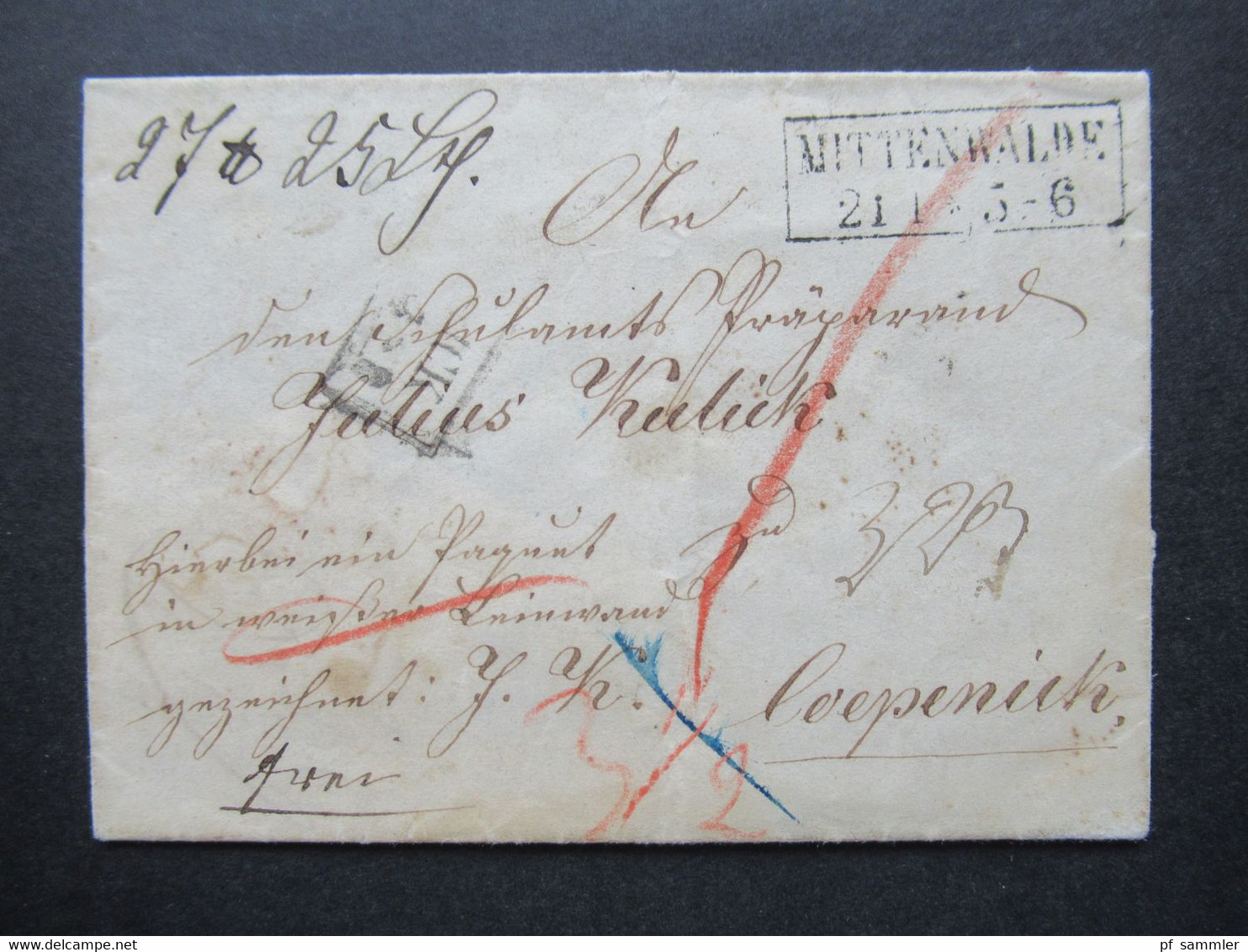 AD Preussen 21.1.1860 ?! Paketbegleitbrief Mit Inhalt Stempel Ra2 Mittenwalde Nach Köpenick / Coepenick Mit Bartaxe - Briefe U. Dokumente