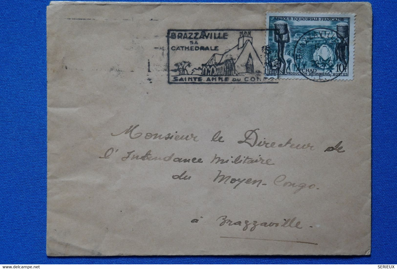 O19 AEF CONGO BELLE LETTRE 1955 POUR  BRAZZAVILLE MOYEN CONGO+ AFFRANCH. PLAISANT - Cartas & Documentos