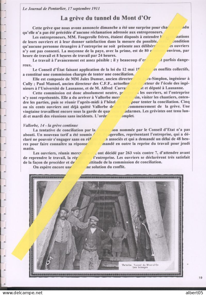 Ligne Frasne-Vallorbe - Histoires De Chantiers - Année 1911 - Ouvrages D'Art